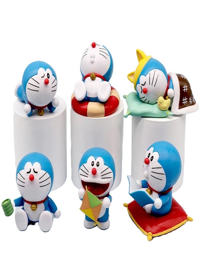 AUGEN Doremon Set of 6 Action Figure Limited Edition for Car Dashboard, Decoration, Cake, Office Desk & Study Table (7.6cm)(Pack of 6) - Image 1